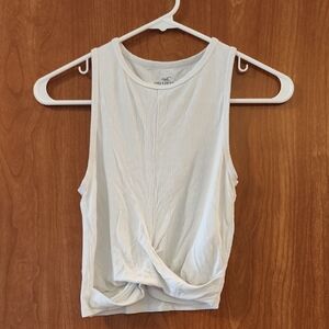 Hollister White Sleeveless Muscle Tee Crop